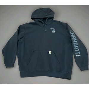 Carhartt Loose Fit Mens 2XL Midweight Hoodie Detroit Logo Black 104747 *See Fade